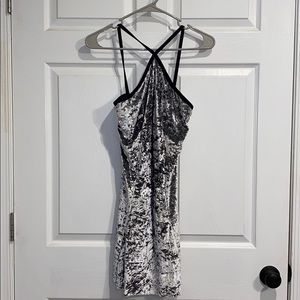 Vintage Velvet Cross Neck Mini Dress